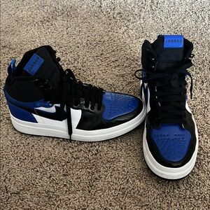 Jordan Blue and Black Sneakers with High-Top Design and Padded Collar